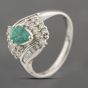 Second Hand Platinum 0.67ct Emerald & 0.45ct Diamond Cluster Ring 43371074