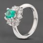Second Hand Platinum 0.73ct Emerald & 0.50ct Diamond Cluster Ring 43371079