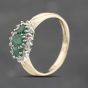 Second Hand 9ct Yellow Gold Emerald & 0.16ct Diamond Boat Shaped Cluster Ring 43371082