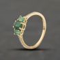 Second Hand 14ct Yellow Gold 0.60ct Emerald & 0.10ct Brilliant Cut Diamond Three Stone Ring 43371084
