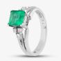 Second Hand Platinum 1.04ct Emerald & 0.12ct Brilliant Cut Diamond Seven Stone Ring 433715735