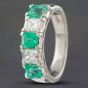 Second Hand Platinum 1.04ct Emerald & 0.60ct Princess Cut Diamond Five Stone Ring 433715754