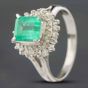 Second Hand Platinum 1.05ct Emerald & 0.35ct Brilliant Cut Diamond Cluster Ring 433715796