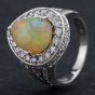 Second Hand 14ct White Gold 3.11ct Opal & 1.51ct Diamond Cluster Ring 4338017