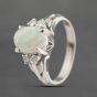 Second Hand Platinum Opal & 0.12ct Brilliant Cut Diamond Dress Ring 43381017