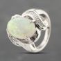 Second Hand Platinum Opal & 0.42ct Baguette Cut Diamond Oval Dress Ring 43381034