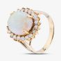 Second Hand 14ct Yellow Gold Opal & Brilliant Cut Diamond Oval Cluster Ring 43381036