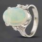Second Hand Platinum 4.15ct Opal & 0.04ct Brilliant Cut Diamond Large Oval Dress Ring 433815762