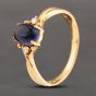 Second Hand 18ct Yellow Gold Cabochon Lolite & 0.04ct Brilliant Cut Diamond Three Stone Ring 43391000