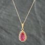 Second Hand 9ct Yellow Gold 2.20ct Pink Tourmaline & 0.33ct Brilliant Cut Diamond Pear Shape Pendant & 16 Inch Prince Of Wales Chain 431415711