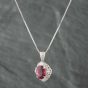 Second Hand Platinum 3.65ct Pink Tourmaline & 0.38ct Diamond Oval Cluster Pendant & 16-18 Inch Box Chain 43141578