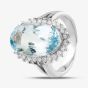 Second Hand Platinum 7.36ct Aquamarine & 0.39ct Brilliant Cut Diamond Large Oval Cluster Ring 43401005