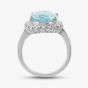 Second Hand Platinum 7.36ct Aquamarine & 0.39ct Brilliant Cut Diamond Large Oval Cluster Ring 43401005