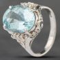 Second Hand Platinum 7.93ct Aquamarine & 0.08ct Brilliant Cut Diamond Oval Dress Ring 43401007