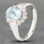 Second Hand Platinum 1.45ct Aquamarine & 0.38ct Diamond Oval Cluster Ring 43401013
