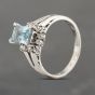 Second Hand Platinum 0.96ct Aquamarine & 0.13ct Diamond Rectangular Cluster Ring 43401021
