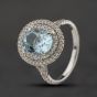 Second Hand 9ct White Gold 2.10ct Aquamarine & 0.45ct Diamond Oval Cluster Ring 43401023