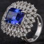 Second Hand 14ct White Gold 8.62ct Tanzanite & 1.46ct Brilliant Cut Diamond Cluster Ring 4341021