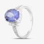 Second Hand Platinum 3.37ct Tanzanite & 0.28ct Brilliant Cut Diamond Oval Cluster Ring 4341030