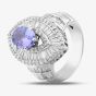 Second Hand 14ct White Gold Oval Cut Tanzanite & Diamond Marquise Cluster Ring 43411000