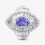 Second Hand 14ct White Gold Oval Cut Tanzanite & Diamond Marquise Cluster Ring 43411000