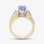 Second Hand 18ct Yellow Gold Oval Cut Tanzanite & Diamond Three Row Dress Ring 43411001