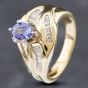 Second Hand 14ct Yellow Gold 0.60ct Oval Cut Tanzanite & Baguette Cut Diamond Dress Ring 43411010