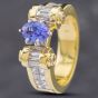 Second Hand 14ct Yellow Gold 0.88ct Oval Cut Tanzanite & Diamond Set Shoulders Dress Ring 43411018