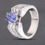 Second Hand 14ct White Gold Tanzanite & 0.75ct Baguette Cut Diamond Dress Ring 43411030