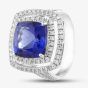 Second Hand 18ct White Gold 6.45ct Tanzanite & 0.80ct Brilliant Cut Diamond Cushion Shape Cluster Ring 4341155230