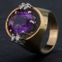 Second Hand 9ct Two Colour Gold Amethyst Brilliant Diamond Dress Ring 4342005