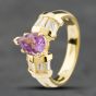 Second Hand 18ct Yellow Gold Pear Shaped Amethyst & Baguette Cut Diamond Dress Ring 43421003