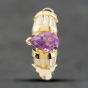 Second Hand 18ct Yellow Gold Pear Shaped Amethyst & Baguette Cut Diamond Dress Ring 43421003
