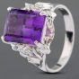Second Hand Platinum Amethyst & 0.06ct Brilliant Cut Diamond Dress Ring 43421004