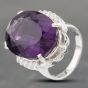 Second Hand Platinum 20.28ct Amethyst & 0.22ct Brilliant Cut Diamond Oval Dress Ring 43421007
