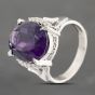 Second Hand Platinum 9.80ct Amethyst & 0.15ct Diamond Oval Dress Ring 43421010