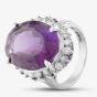Second Hand Platinum 12.00ct Amethyst & 0.78ct Brilliant Cut Diamond Large Oval Cluster Ring 434215732