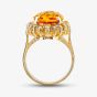 Second Hand 14ct Yellow Gold 7.68ct Citrine & Brilliant Cut Diamond & 0.55ct Yellow Sapphire Oval Cluster Ring 4343009