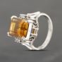 Second Hand Platinum Citrine & 0.10ct Diamond Rectangular Dress Ring 43431004