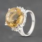 Second Hand Platinum 10.1ct Chrysoberyl Citrine & 0.10ct Diamond Round Dress Ring 43431005