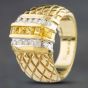 Second Hand 14ct Yellow Gold Yellow Sapphire & 0.30ct Brilliant Cut Diamond Three Row Dress Ring 434315616
