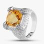 Second Hand 18ct White Gold 6.00ct Citrine & 1.79ct Brilliant Cut Diamond Cushion Shape Cluster Ring 434315639