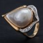 Second Hand 9ct Yellow Gold Diamond Pearl Cocktail Ring 4344001