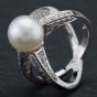 Second Hand 18ct White Gold Diamond Cultured Pearl Cocktail Ring 4344002
