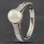 Second Hand 14ct White Gold Cultured Pearl & Brilliant Cut Diamond Dress Ring 43441000