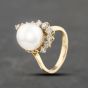 Second Hand 9ct Yellow Gold South Sea Pearl & 0.68ct Brilliant Cut Diamond Graduated Fancy Dress Ring 43441003