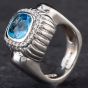 Second Hand 14ct White Gold Blue Topaz & 0.30ct Brilliant Cut Diamond Cluster Ring 4345008