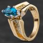 Second Hand 9ct Yellow Gold Topaz & Brilliant Cut Diamond Set Shoulders Dress Ring 4345011