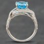 Second Hand 14ct White Gold Oval Cut Blue Topaz & Single Cut Diamond Crossover Ring 43451006