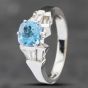 Second Hand 14ct White Gold Blue Topaz & Baguette Cut Diamond Dress Ring 43451011